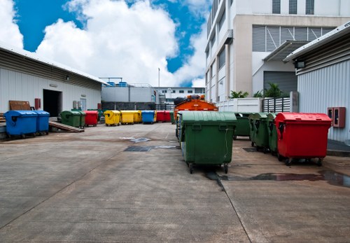 Organic and mixed recycling containers at a commercial site
